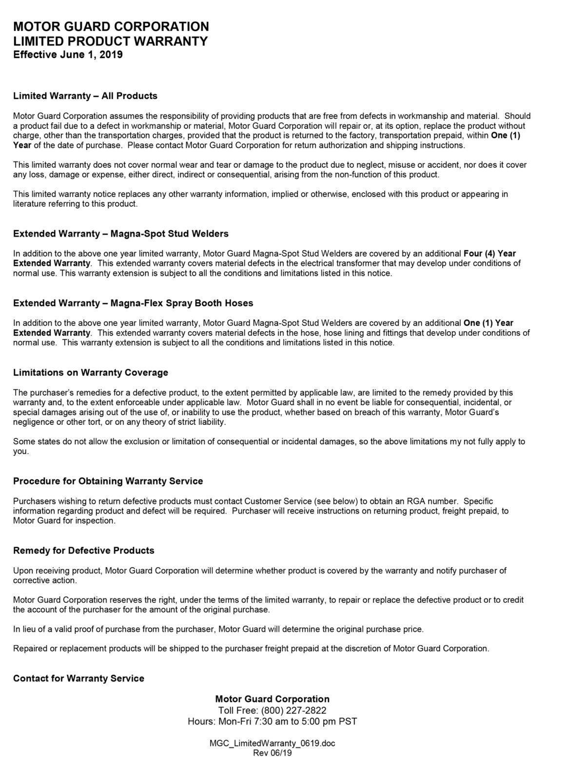 1 Year Limited Warranty