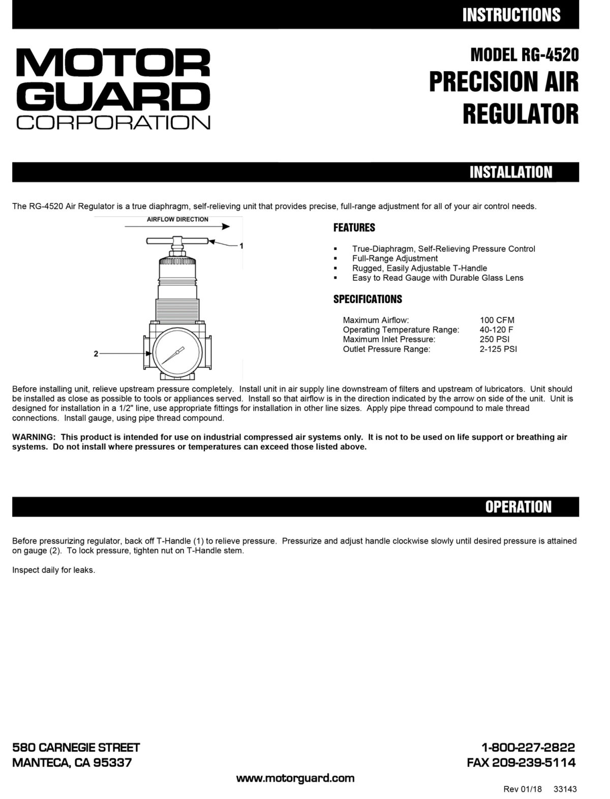 RG4520PrecisionAirRegulator